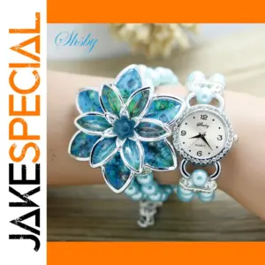 Shsby Women Rhinestone Pearl Strap Watch
