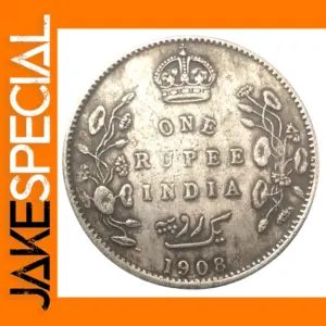 1908 Indian One Rupee Silver Plated Coin