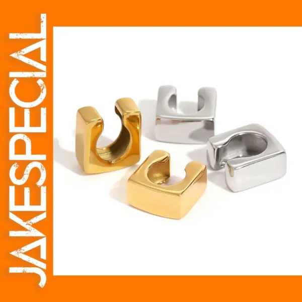 Stainless Steel Square Clip Earrings for Unisex