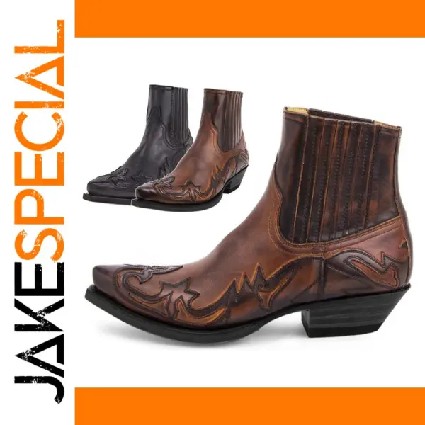 Western Cowboy Ankle Boots for Men and Women