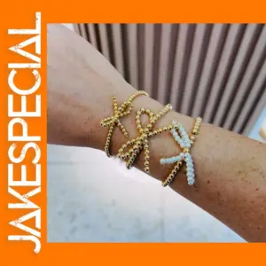Gold Plated Bow Knot Beaded Bracelet