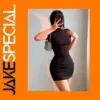 Tight High Collar Slim Mini Dress for Women