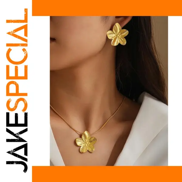 Stainless Steel Vintage Flower Jewelry Set