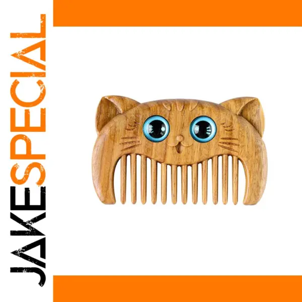 Wooden Cat-Shaped Hair Comb with Personalization
