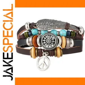 Vintage Wing Leather Charm Bracelet for All
