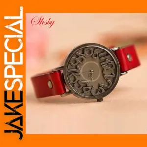 Vintage Quartz Cow Leather Strap Watch for Women