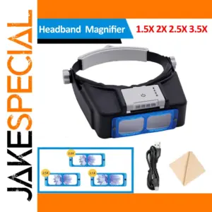 Rechargeable LED Headband Magnifier with 4 Lenses