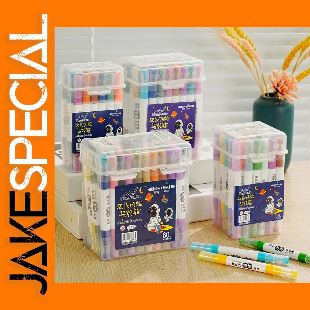 60 Color Dual Tip Acrylic Paint Markers 1 60 Color Dual Tip Acrylic Paint Markers