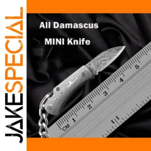 Damascus Mini Folding Knife Pendant Keychain
