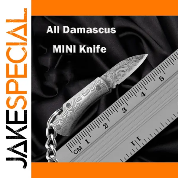 Damascus Mini Folding Knife Pendant Keychain