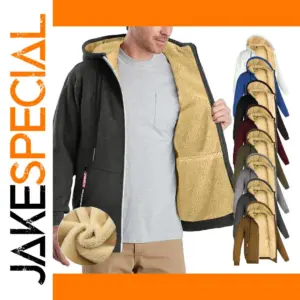 Men's Warm Zip Up Plush Hoodie