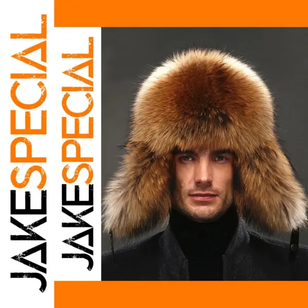 Men's Fox Fur Bomber Hat with Sheepskin Leather