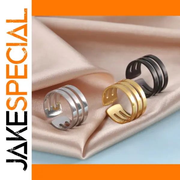Geometric Stainless Steel Couples Engagement Rings