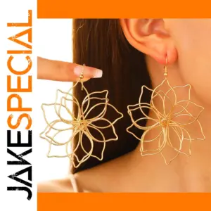 Metal Cutout Flower Dangle Earrings for Women