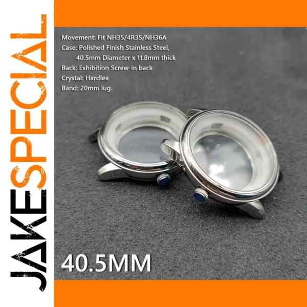 Polished Stainless Steel Watch Case 40.5mm