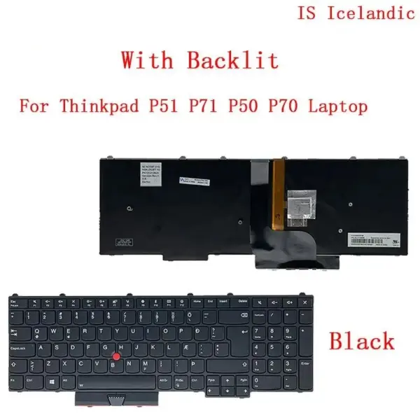 Backlit Keyboard for Lenovo Thinkpad P51 P71 P50 P70 - Image 8