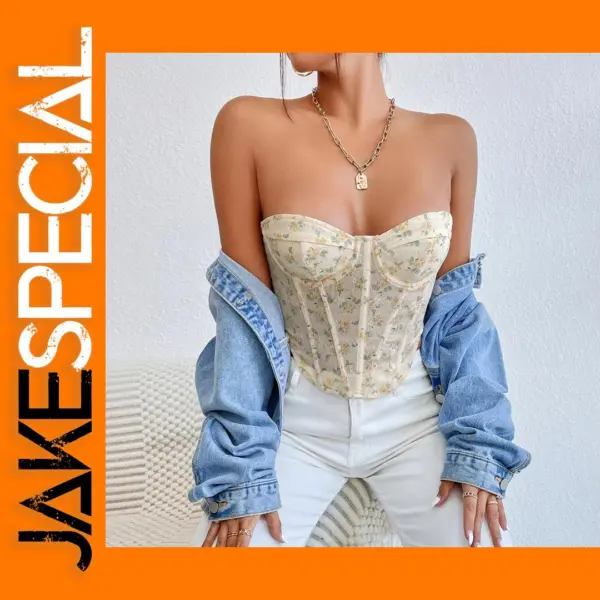 Backless Floral Print Crop Top for Women