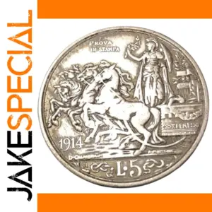 1914 Italy 5 Lire Coin Replica Silver Plated