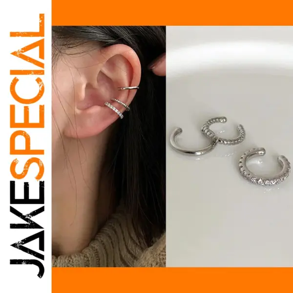 Minimalist Clip-On Crystal Earrings Set