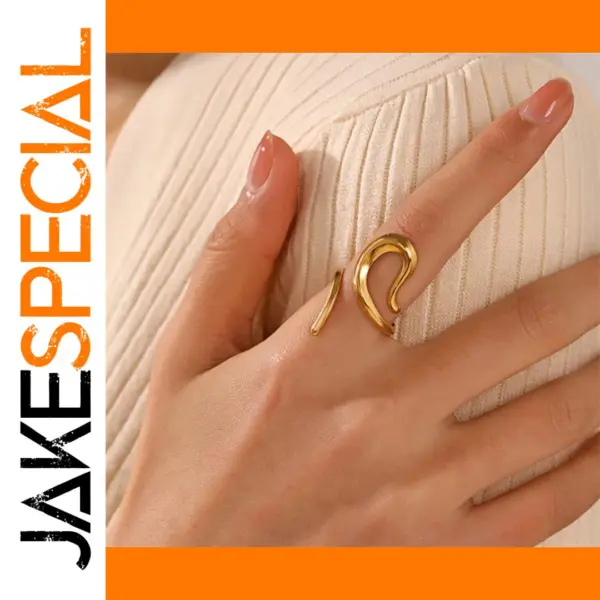Geometric Adjustable Stainless Steel Rings Set