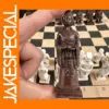 Ancient Chess Resin Pieces with Leather Board