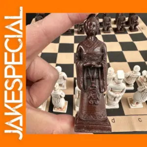 Ancient Chess Resin Pieces with Leather Board