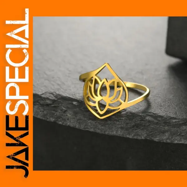 Lotus Flower Stainless Steel Ring for Women