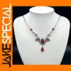 Gothic Vampire Bat Necklace with Red Crystals