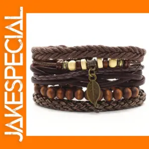 Trendy Handmade Leather Charm Bracelets Set