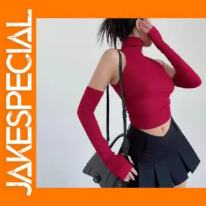 Y2K Women's Slim Fit Turtleneck Crop Top