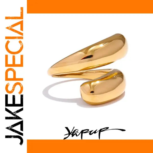 Yhpup Stainless Steel Geometric Ring 18K PVD Plated