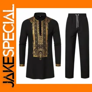Men's Dashiki Suit Set for Spring or Autumn