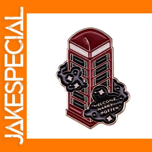 Superhero Phone Booth Brooch Pin in Copper