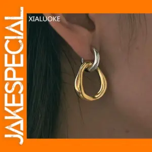Vintage Irregular Double-Color Heart Earrings