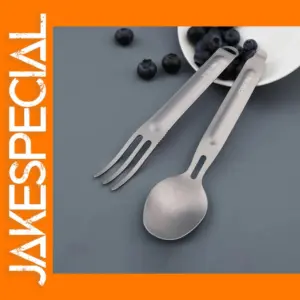 Titanium Fork and Spoon Set for Outdoors