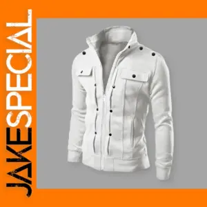 Men's Casual Polyester Jacket with Zipper Closure
