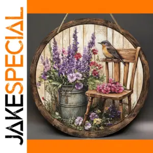 Rustic Round Wooden Sign for Decor