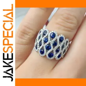 Huitan Geometric Zirconia Cocktail Ring for Women