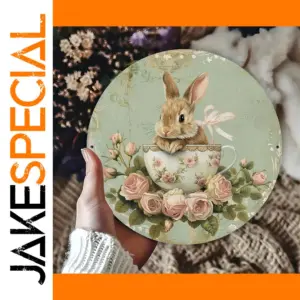 Country Style Wooden Wall Wreath with Rabbit Pattern