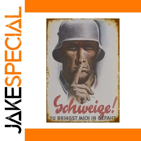 Vintage German Metal Wall Sign for Home Decor