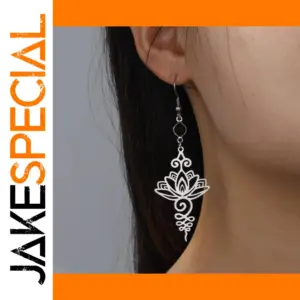 Unalome Lotus Flower Stainless Steel Earrings