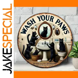 Retro Black Cat Wooden Wall Sign