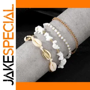 Summer Beach Stone Chain Anklet Set