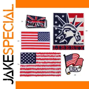 USA and UK Flag Embroidered Patches for Clothing