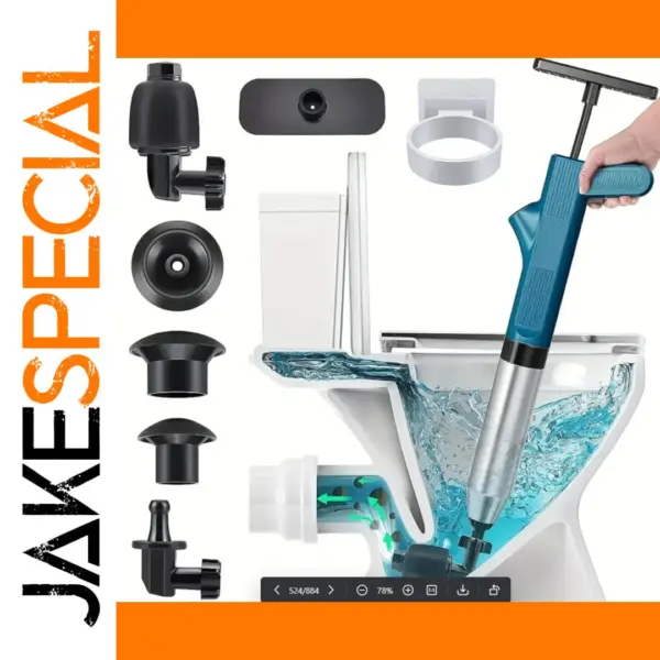 High-Pressure Toilet Plunger and Dredger Set