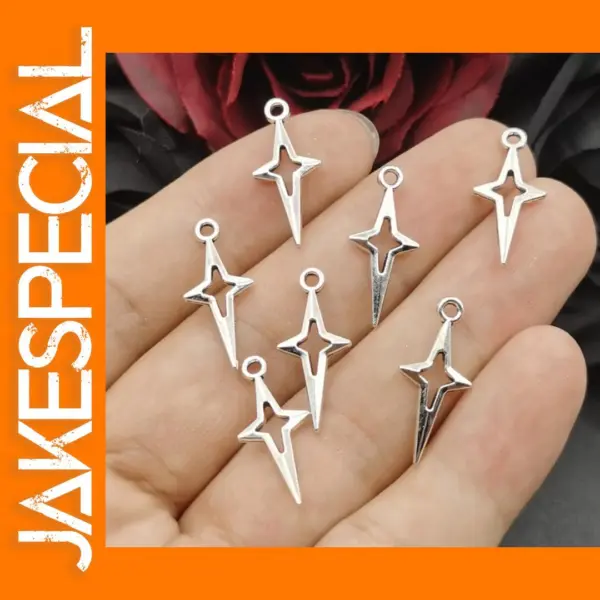 20pcs Antique Silver Star Charms for Jewelry