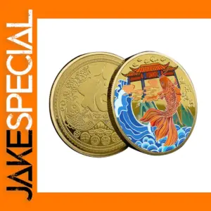 Lucky Chinese Coins with Carp and Dragon Gate Plaque