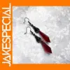 Gothic Bat Drop Earrings with Red Beads