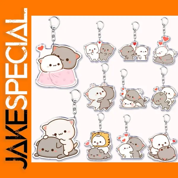 Cute Peach Cat Acrylic Keychain Pendant