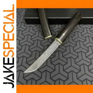 Damascus Tanto Blade Knife with Ebony Handle